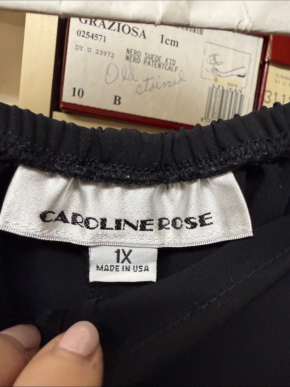 Caroline Rose Black Elastic-Waist Top (1X) - Picture 2 of 3